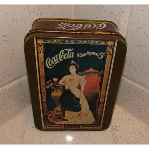 Vintage Coca Cola Queen Mary Tin w/ Note Pad collectible memorabilia stash box